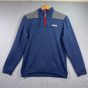 Vineyard Vines Sweatshirt Mens Small Blue Gray Quarter Zip Fleece Pullover Logo